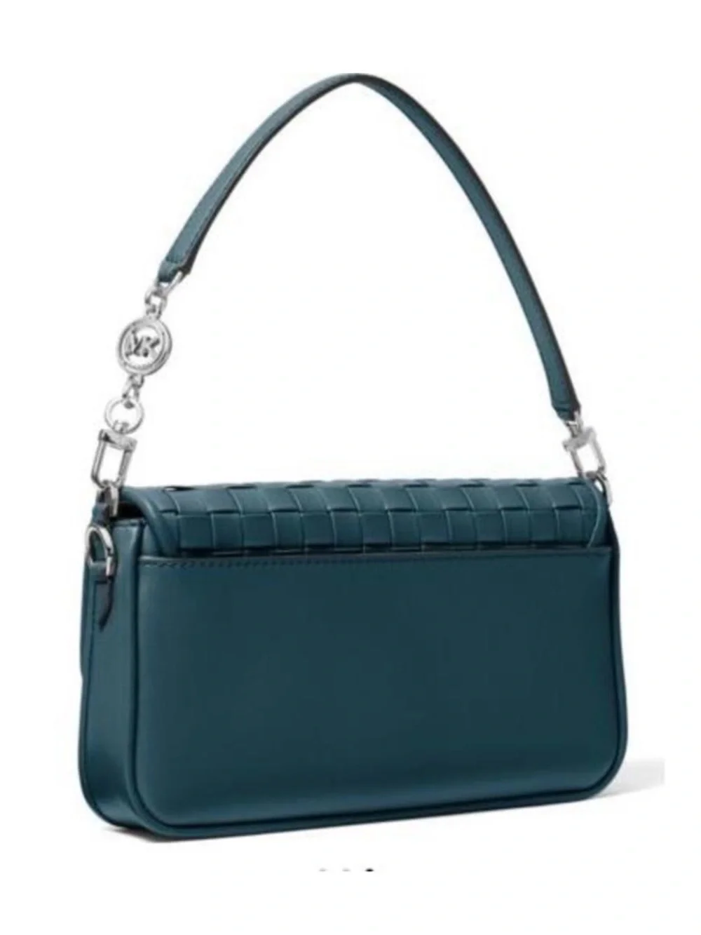 Michael Kors Teal Woven Leather Shoulder Bag